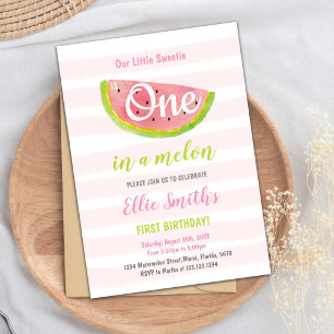 Pink Watermelon Invitations d'anniversaire