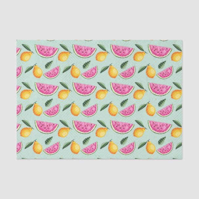 Pink Watermelon & Lemons (Design 29 Pink Series) Seidenpapier (Vorderseite)
