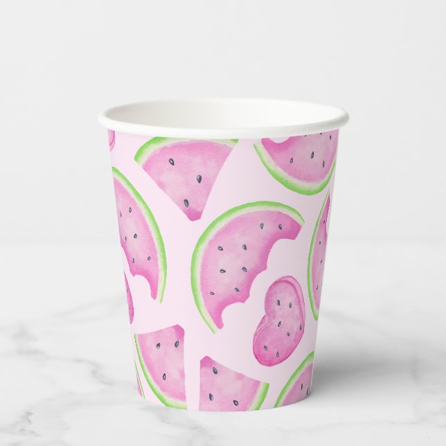 Pink Watermelon Paper Cups - Summer Birthday Party Pappbecher (Rückseite)