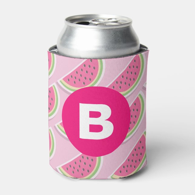 Pink Watermelon Pattern Circle Monogram Dosenkühler (Kanne Vorderseite)