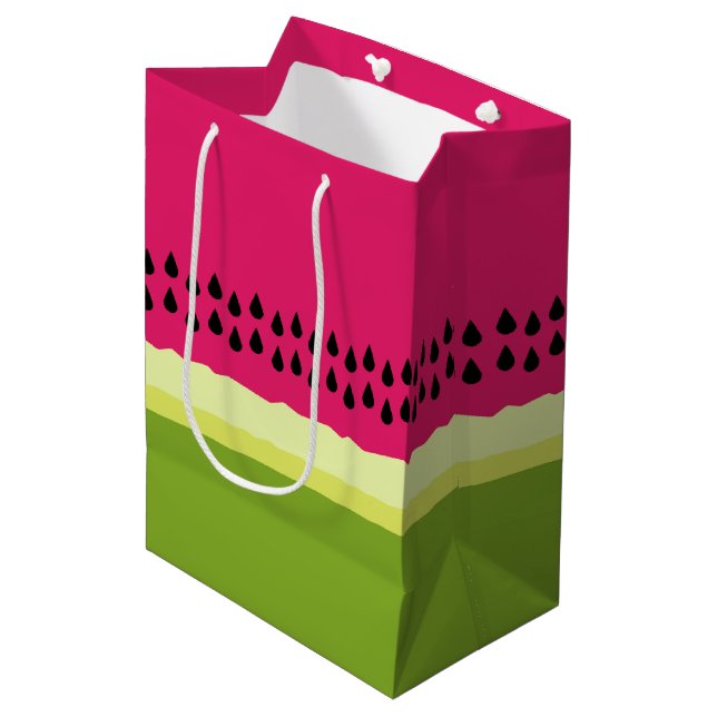Pink Watermelon Slice Geschenkbeutel Mittlere Geschenktüte (Vorderseite Schrägansicht)