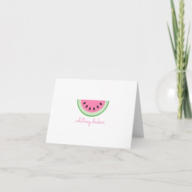 Pink Watermelon Streifen Personalisierte Mitteilun Dankeskarte (Vorderseite)