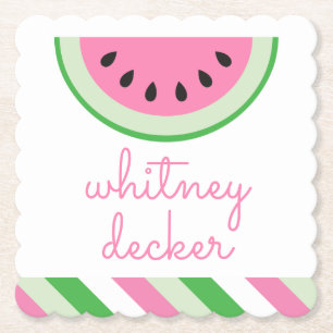 Pink Watermelon Strip Personalisiert Paper Unterse Untersetzer