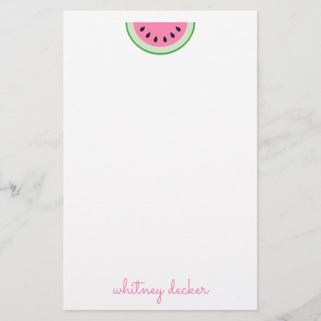 Pink Watermelon Stripes Personalisiertes Geschirr (Vorderseite)