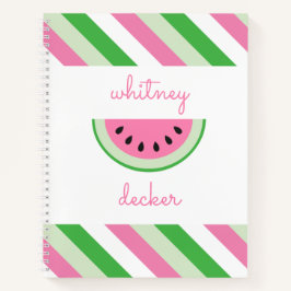 Pink Watermelon Stripes Personalisiertes Notebook Notizbuch