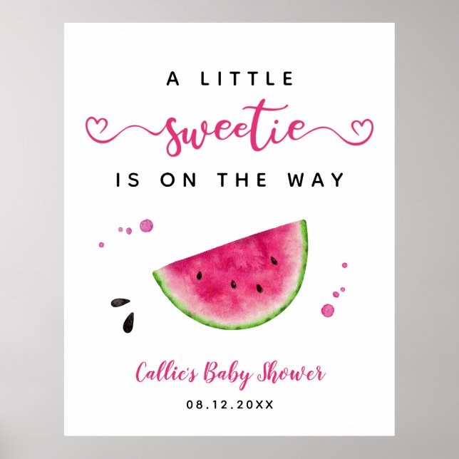 Pink Watermelon Summer Baby Dusche Begrüßungszeich Poster (Vorne)