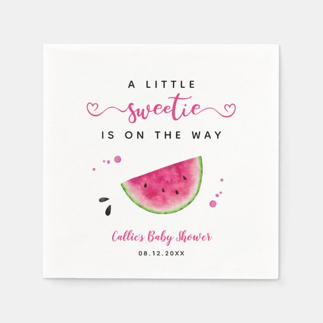 Pink Watermelon Wasserfarbe Frucht Babydusche Serviette (Vorderseite)