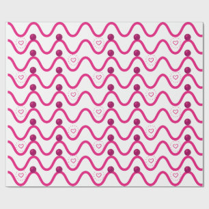 Pink Waves & Hearts Muster Wrapping Paper Geschenkpapier