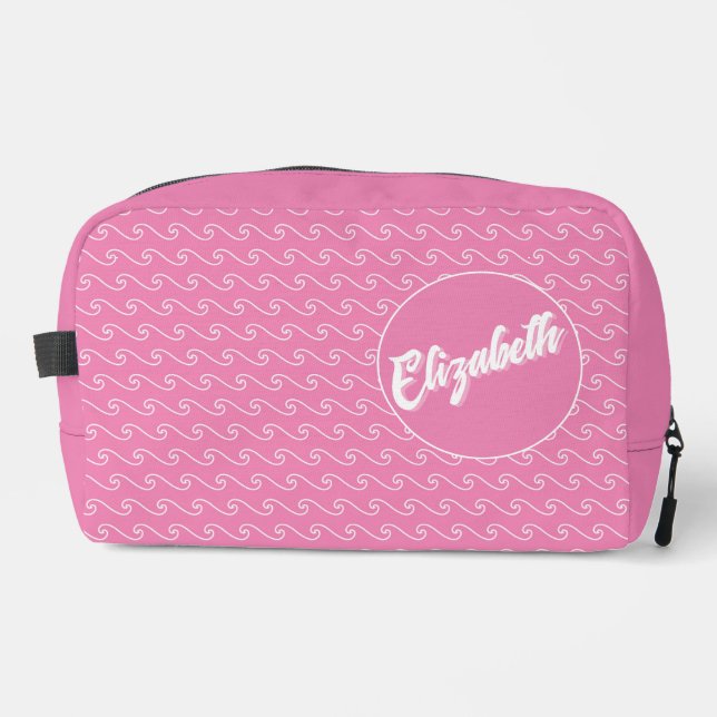 Pink Waves Personalized Dopp Kit Waschbeutel (Vorderseite)