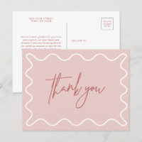Pink Wavy Border Danke Postcard