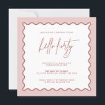 Pink Wavy Border Hallo 40 Geburtstag Einladung<br><div class="desc">Diese moderne 40. Geburtstagseinladung wurde für die Abstimmung mit unserer Wavy Border Collection konzipiert und besticht durch den trendigen und beliebten, rosa Rahmen auf weißem Hintergrund. Wenn Sie gewollt haben, Ihren Gast mit einem farbenfrohen Pop auf Ihre trendige Einladung aufmerksam zu machen, ist diese Suite perfekt für Sie. Für eine...</div>