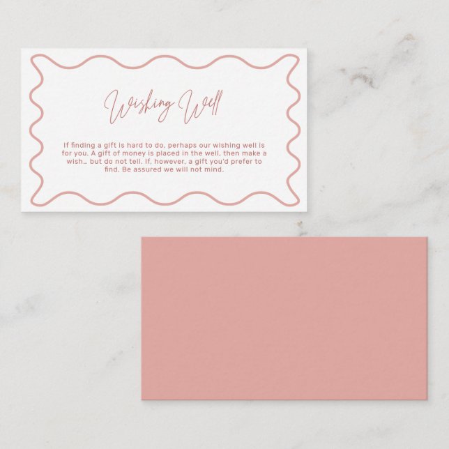 Pink Wavy Border Wunschkarte Begleitkarte (Vorne/Hinten)