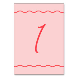 Pink Wavy Retro Hochzeit Tischnummer