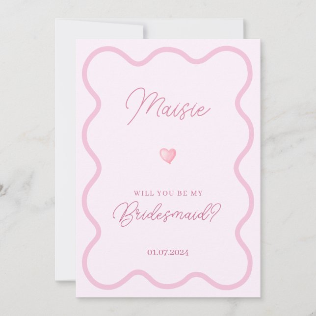 Pink wavy wird meine Bridesmaid-Karte sein Einladung (Vorderseite)