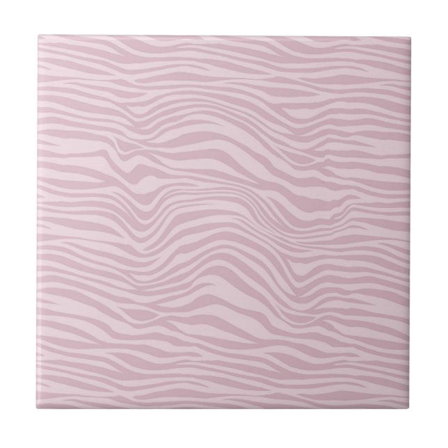 Pink Wavy Zebra Streifen Nahtloses Muster Fliese (Vorderseite)