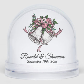 Pink Wedding Bells Names and Date Schneekugeln