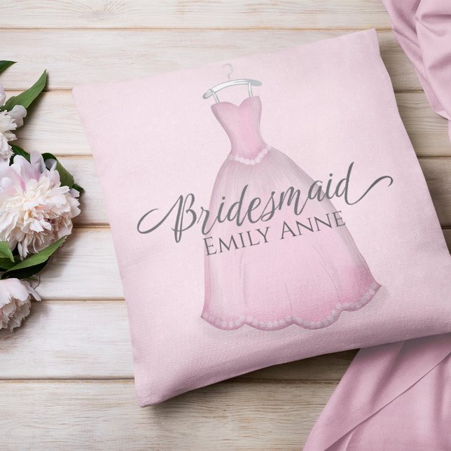 Pink Wedding Bridesmaid Aquarellkleid Kissen (Von Creator hochgeladen)