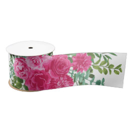 Pink Wedding Bright Floral Fuchsia Satinband