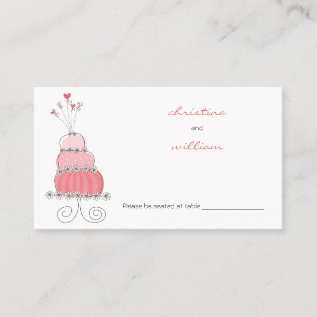 Pink Wedding Cake Chic Guest Escort Platzkarte (Vorderseite)