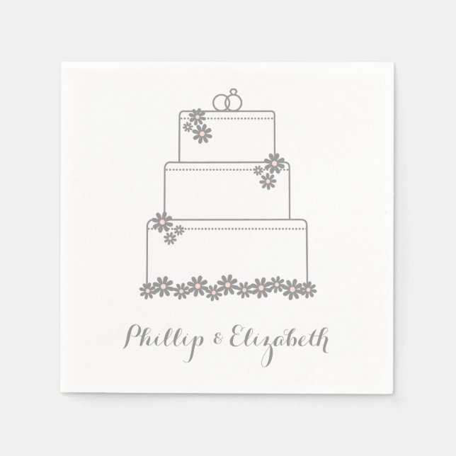 Pink Wedding Cake Empfang Dessert Napkins Serviette (Vorderseite)