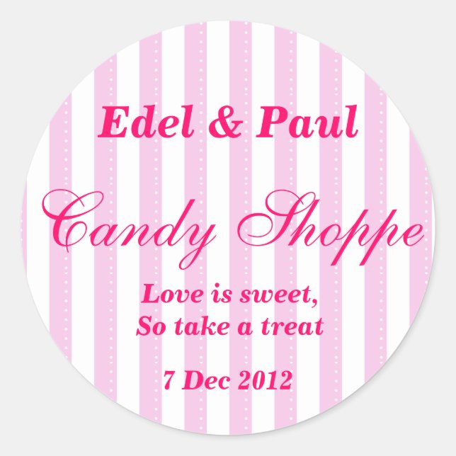 Pink Wedding Candy Shoppe Sticker (Vorderseite)