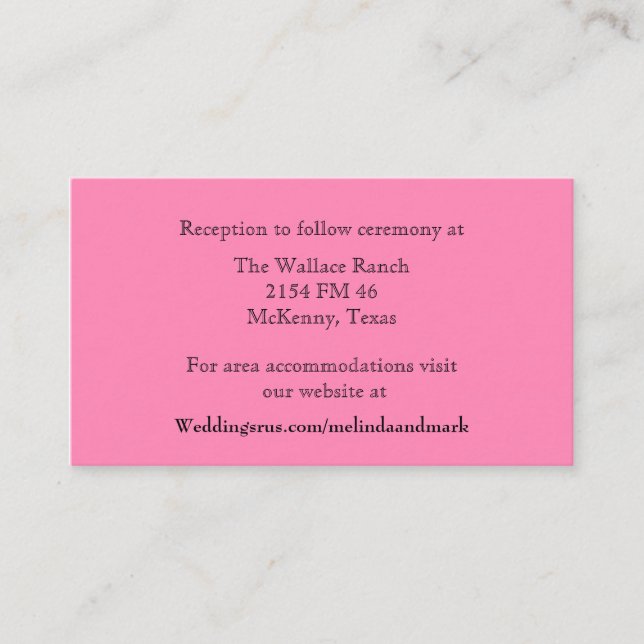 Pink Wedding Card Begleitkarte (Vorderseite)