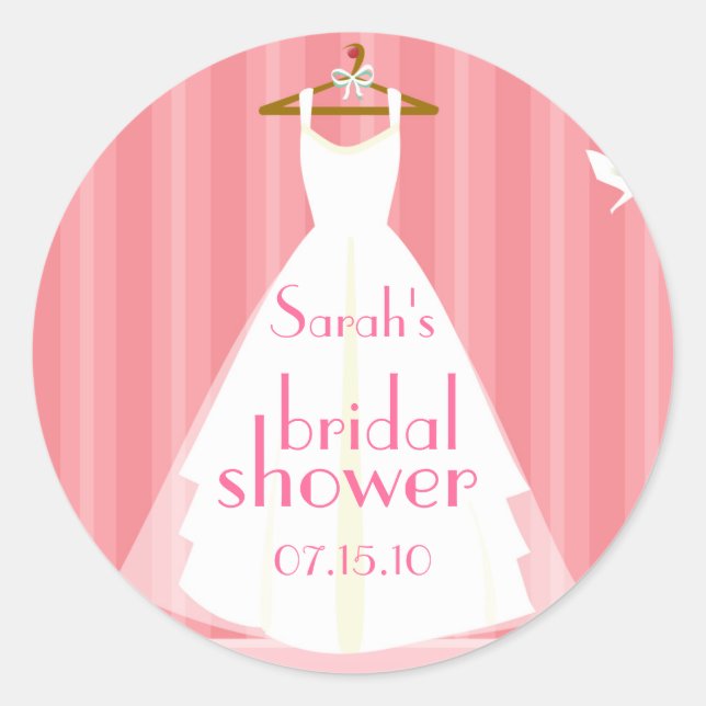 Pink Wedding Dress Brautparty Runder Aufkleber (Vorderseite)