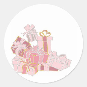 Pink Wedding Gift Pile Runder Aufkleber