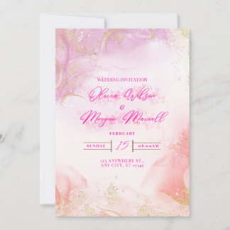 Pink  Wedding Invitation