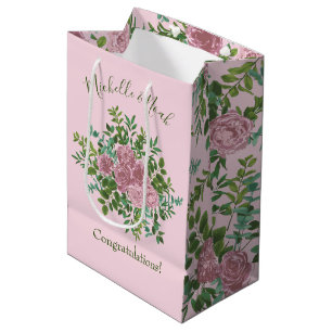 Pink Wedding Pastel Vintage Rose Mittlere Geschenktüte
