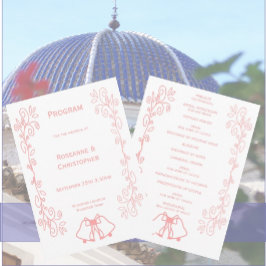 Pink Wedding Program Bells Scrollwork Design Programm