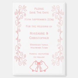 Pink Wedding Save the Date Magnet Bells