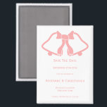 Pink Wedding Save the Date Magnet Bells Ribbon<br><div class="desc">Minimalistische Hochzeit speichern Sie das Datums-Magnet Glocken Design. Passen Sie diese rosa gefärbte Hochzeit an,  speichern Sie den Datums-Magneten mit Ihren Hochzeitsdetails. Wenn Sie Hilfe bei der Anpassung benötigen,  kontaktieren Sie uns über den Link auf dieser Seite. Rosa Glocken Design personalisierte Hochzeit speichern das Datum Magnet</div>