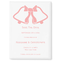 Pink Wedding Save the Date Magnet Bells Ribbon
