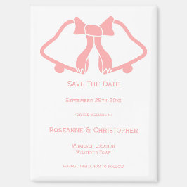 Pink Wedding Save the Date Magnet Bells Ribbon