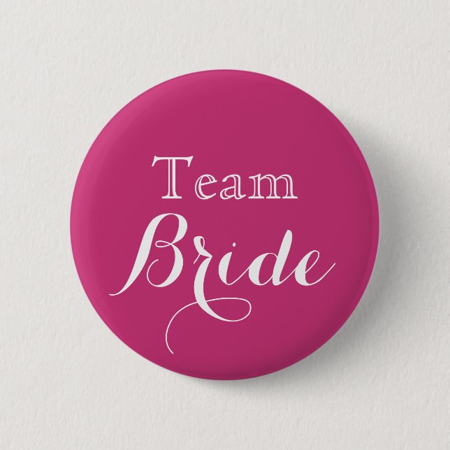Pink Wedding Team Bride Button (Vorderseite)