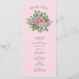 Pink Wedel Pastel Vintag Light Floral Rose Menükarte