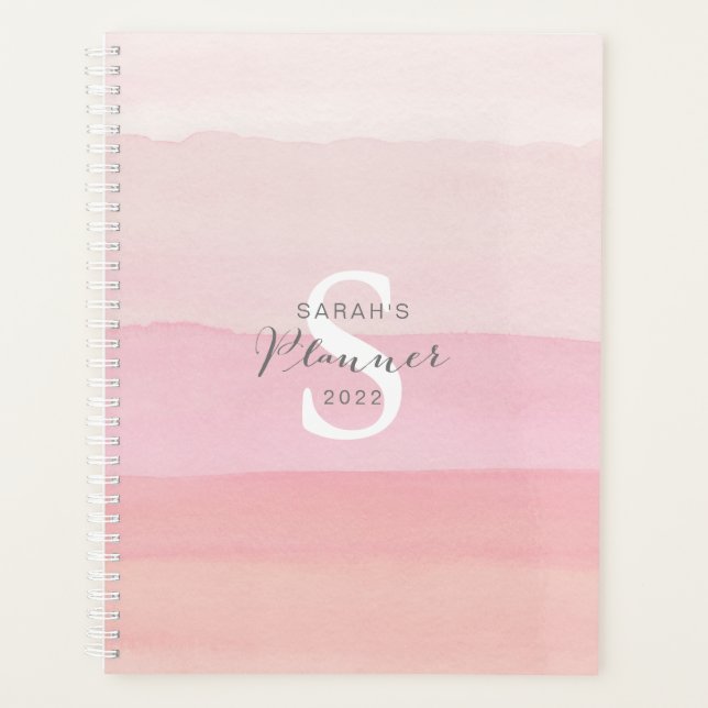 Pink Weekly planner Aquarelle abstraite tendance (Devant)