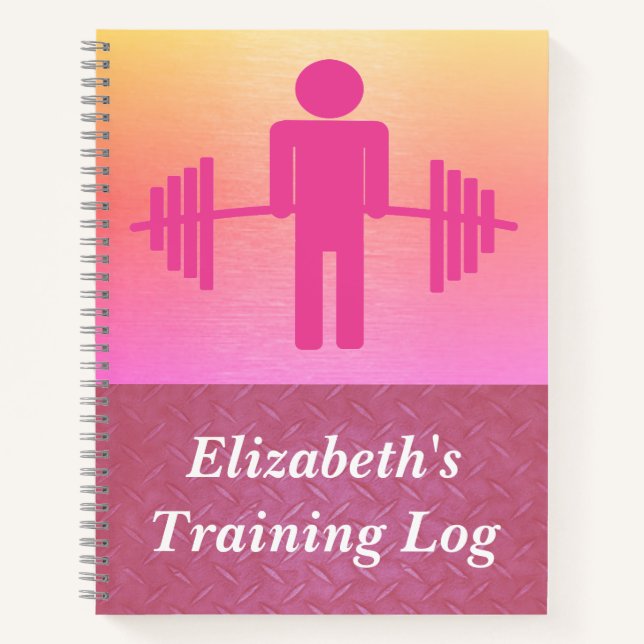 Pink Weightlift Barbell Workout Gym Log Notizbuch (Vorderseite)