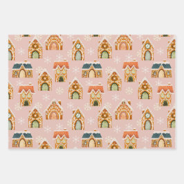 Pink Weihnachten Lebkuchen Kekse Schneeflocken Geschenkpapier Set