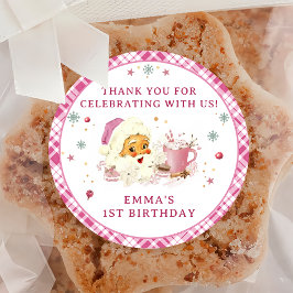 Pink Weihnachts-Cookie Geburtstagsparty Runder Aufkleber