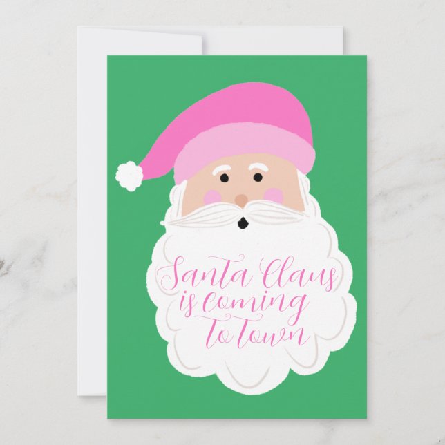 Pink Weihnachts-Fotokarte Feiertagskarte (Vorderseite)