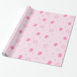 Pink Weihnachts Lebkuchen Mann Schneeflocken Muste Geschenkpapier
