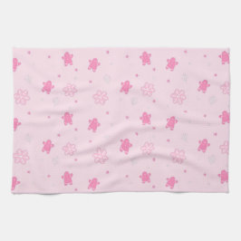 Pink Weihnachts Lebkuchen Mann Schneeflocken Muste Geschirrtuch