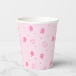 Pink Weihnachts Lebkuchen Mann Schneeflocken Muste Pappbecher