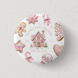 Pink Weihnachts-Lebkuchengebäck Kinderdusche Mädch Button