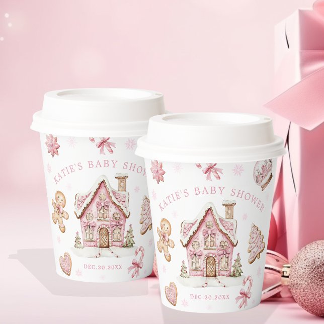 Pink Weihnachts-Lebkuchengebäck Kinderdusche Mädch Pappbecher (Von Creator hochgeladen)