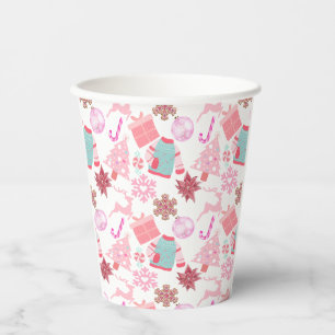 Pink Weihnachts-Ornament Muster 02 Pappbecher