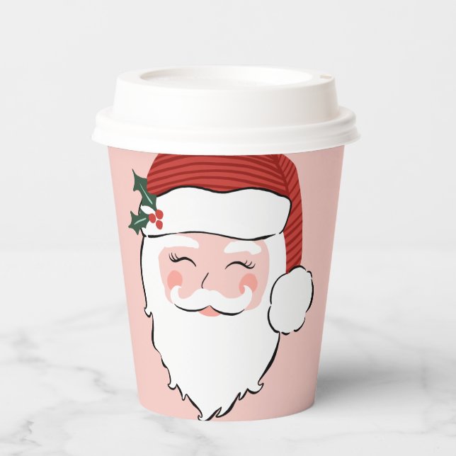 Pink Weihnachts-Weihnachtscremes Pappbecher (Vorderseite)