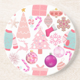 Pink Weihnachts-Ziermuster Getränkeuntersetzer